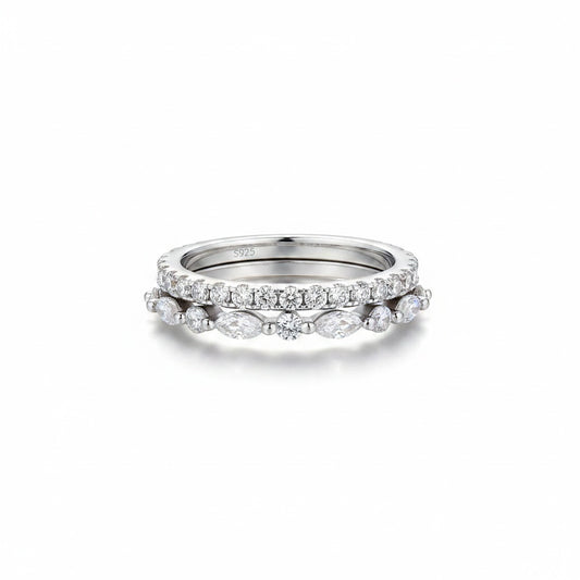 Aurevyn Eternity Stackable Moissanite Diamonds Wedding Band Set