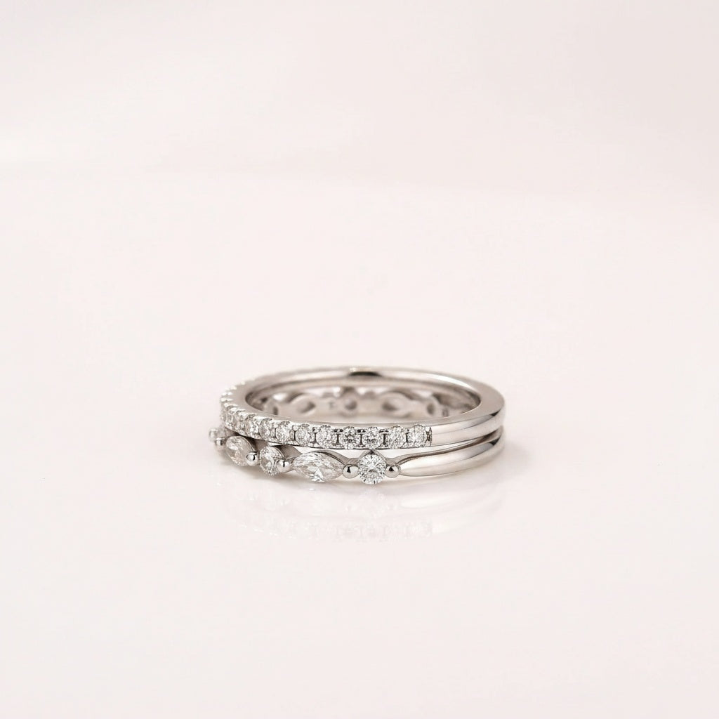 Aurevyn Eternity Stackable Moissanite Diamonds Wedding Band Set