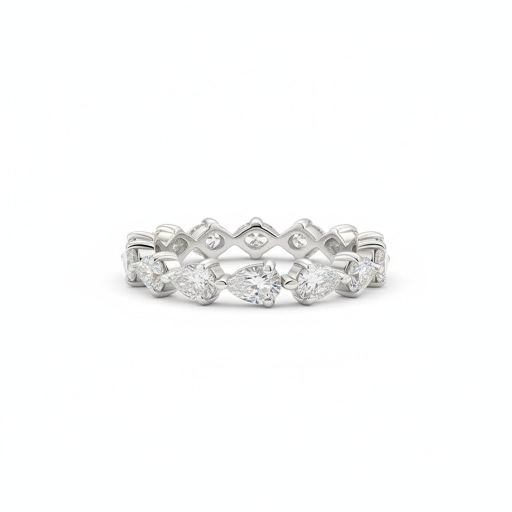 Aurevyn Full Eternity Pear Cut White Gold Wedding Band