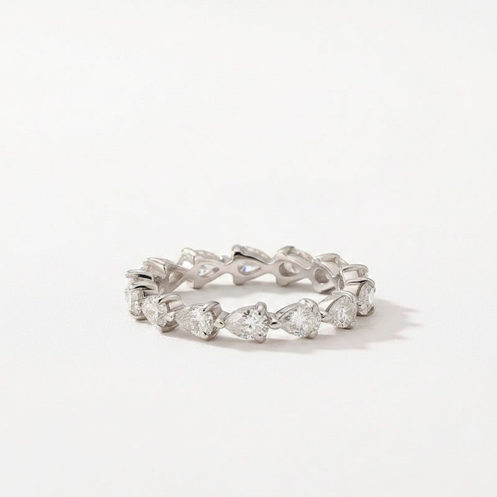 Aurevyn Full Eternity Pear Cut White Gold Wedding Band