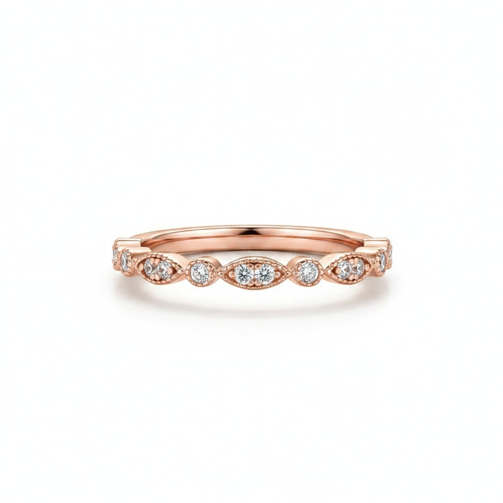Aurevyn Moissanite 0.3Ct Rose Gold Pavé Eternity Wedding Ring