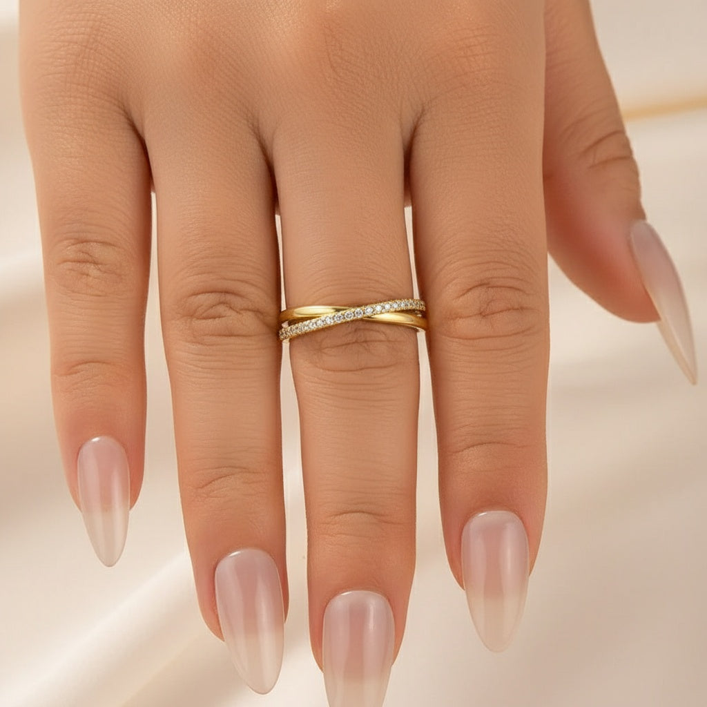 Aurevyn Moissanite 0.3Ct Twist Yellow Gold Round Cut Wedding Band