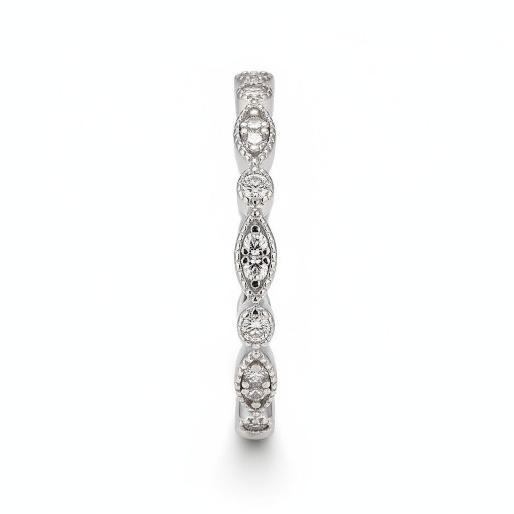 Aurevyn Moissanite 0.3Ct White Gold Pavé Eternity Wedding Ring