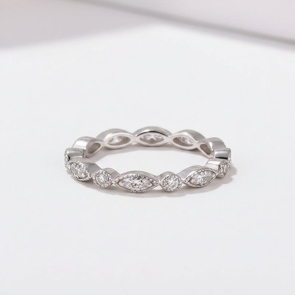 Aurevyn Moissanite 0.3Ct White Gold Pavé Eternity Wedding Ring