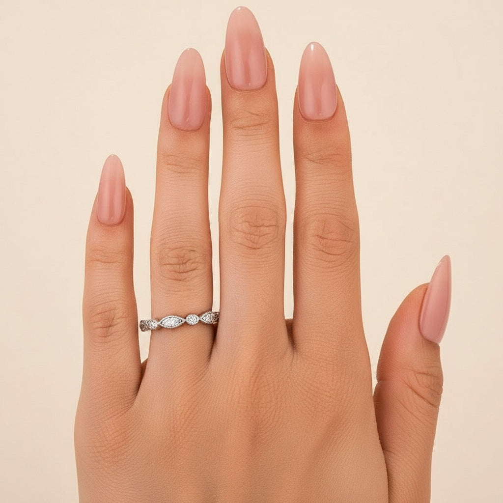 Aurevyn Moissanite 0.3Ct White Gold Pavé Eternity Wedding Ring