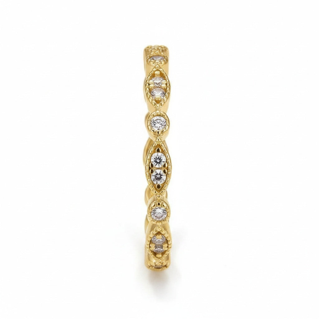 Aurevyn Moissanite 0.3Ct Yellow Gold Pavé Eternity Wedding Ring