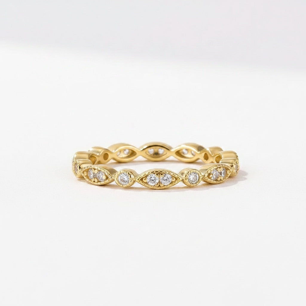 Aurevyn Moissanite 0.3Ct Yellow Gold Pavé Eternity Wedding Ring