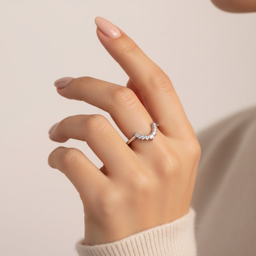 Aurevyn Moissanite 0.5Ct White Gold Contoured Ring