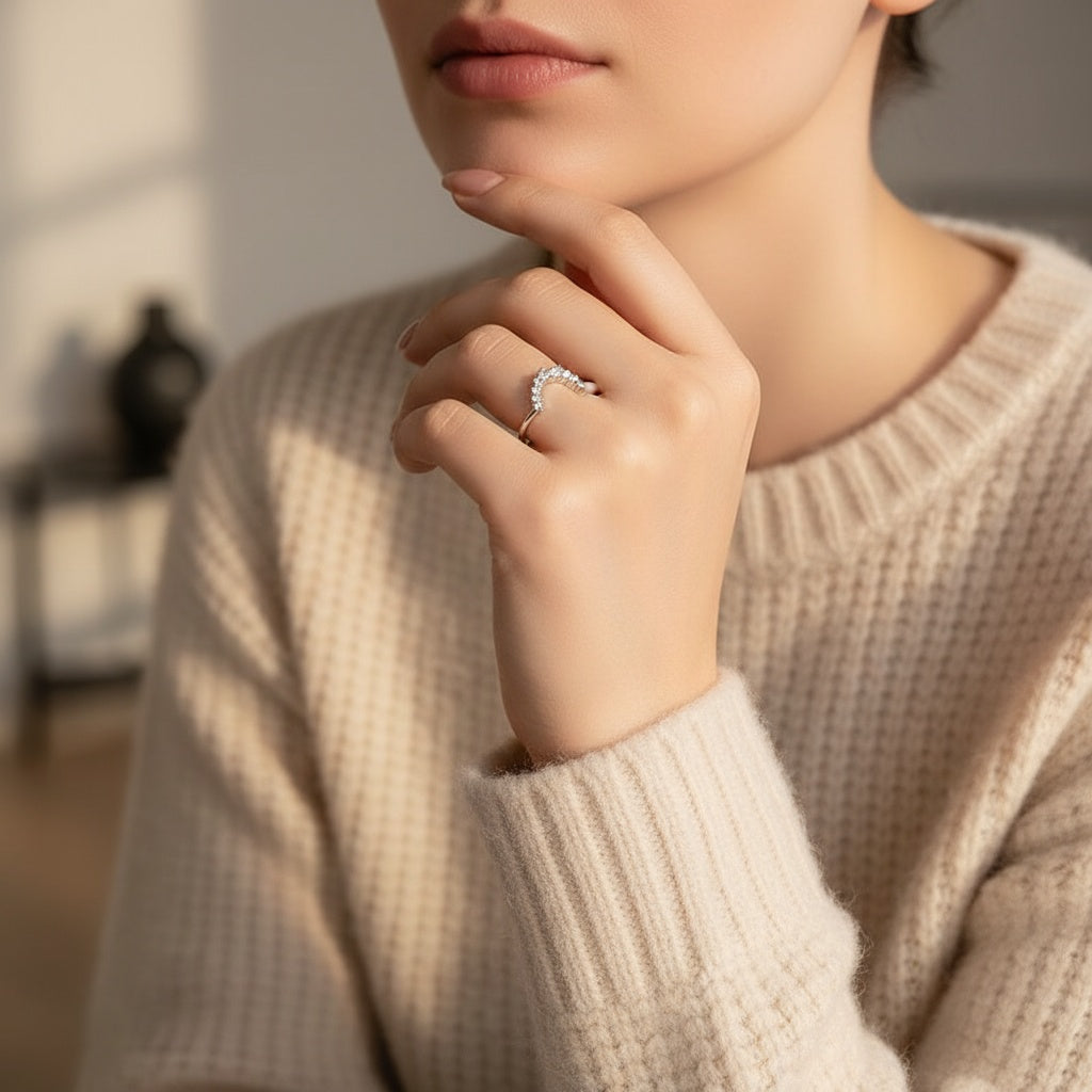 Aurevyn Moissanite 0.5Ct White Gold Contoured Ring