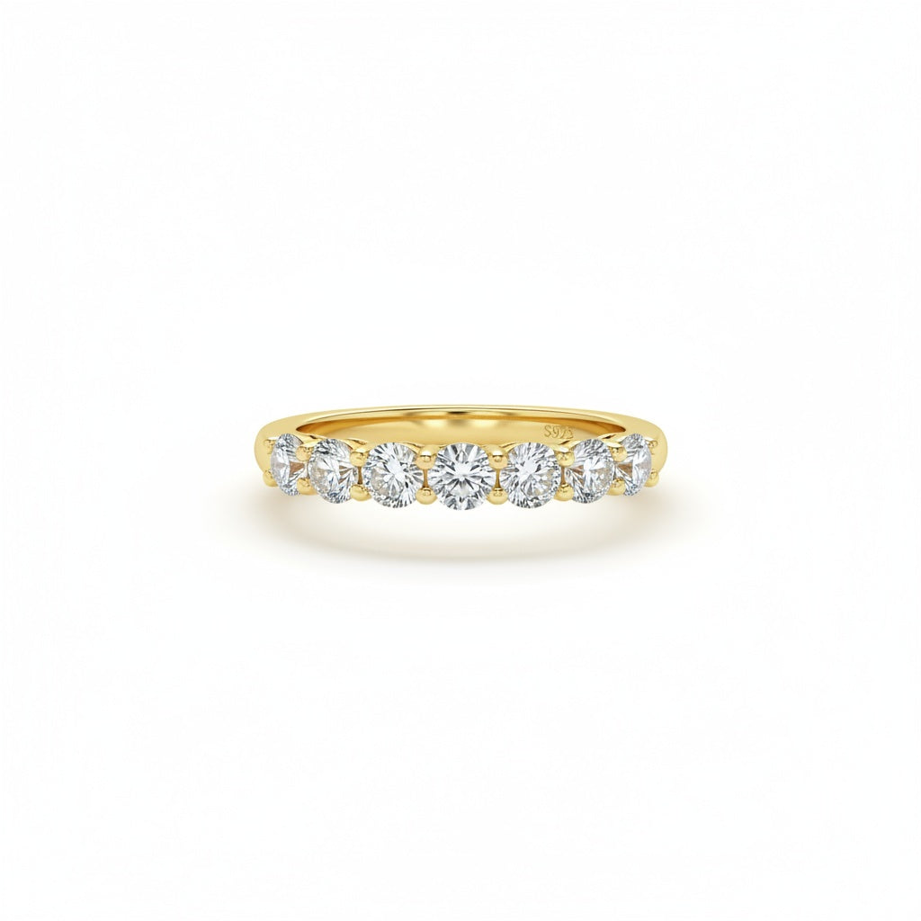 Aurevyn Moissanite 0.7Ct Round Cut Yellow Gold Women's Wedding Band