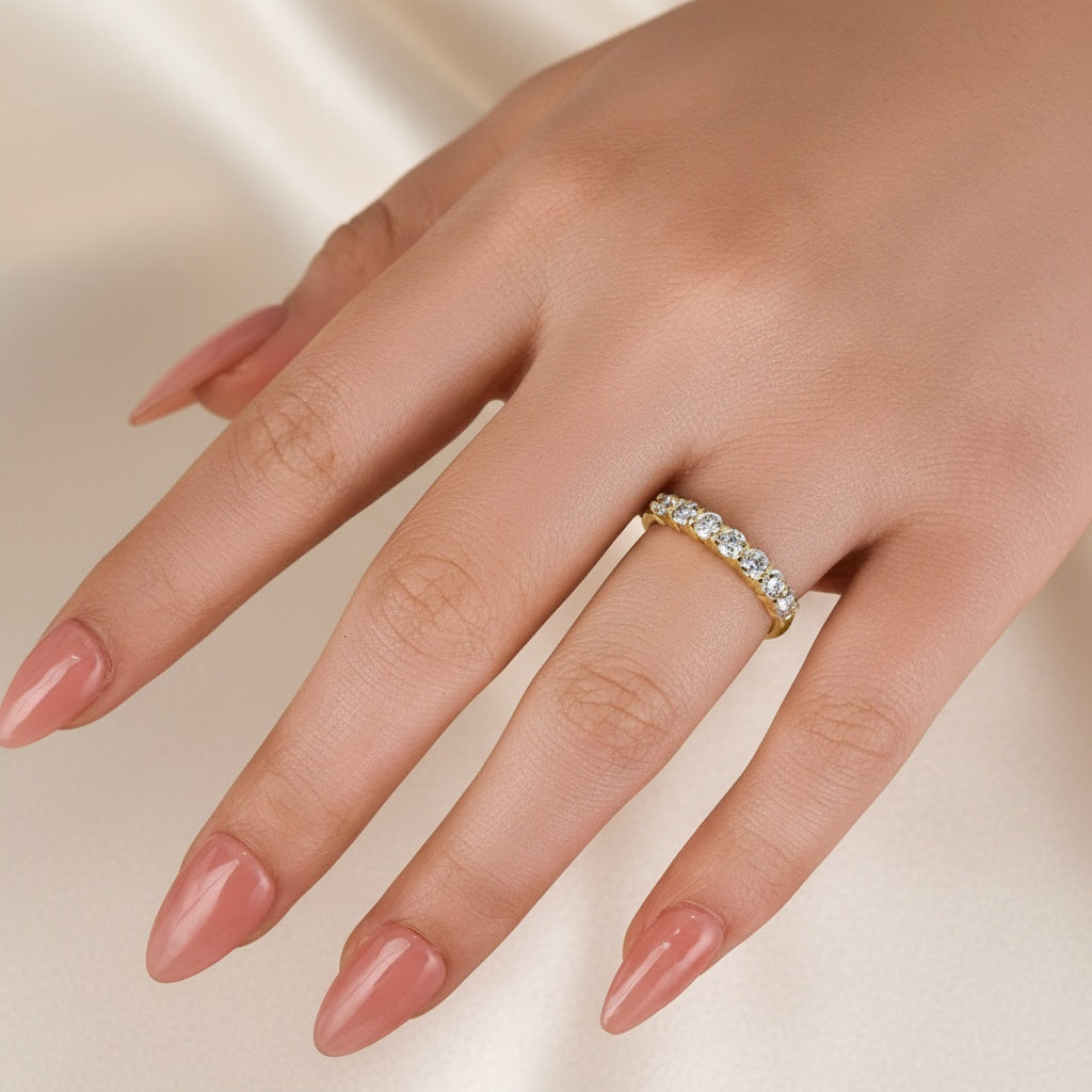 Aurevyn Moissanite 0.7Ct Round Cut Yellow Gold Women's Wedding Band
