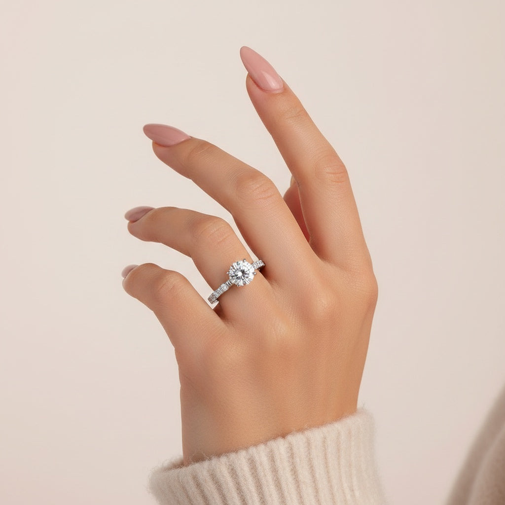 Aurevyn Moissanite 1.2 Ct Round Cut White Gold Engagement Ring