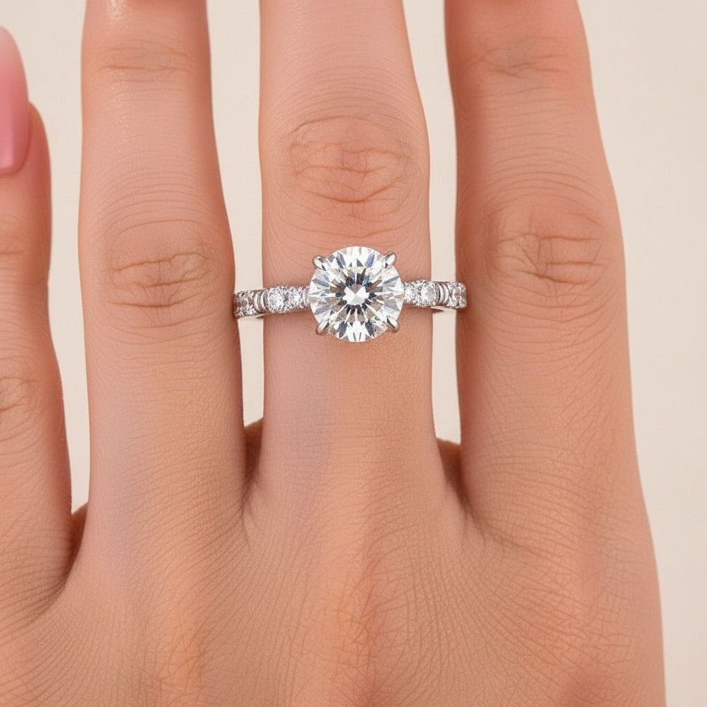 Aurevyn Moissanite 1.2 Ct Round Cut White Gold Engagement Ring