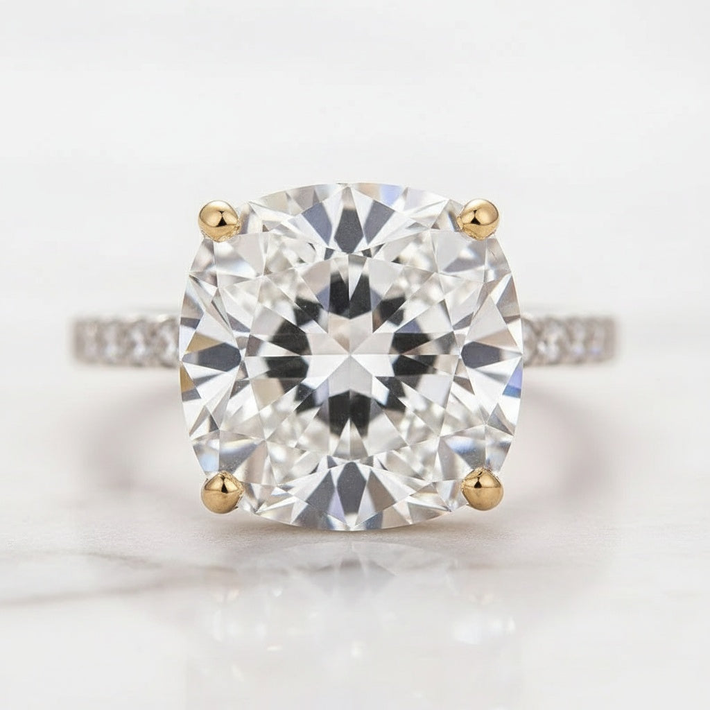 Aurevyn Moissanite 2.0 Ct Halo Round Cut White Gold Wedding Ring Set