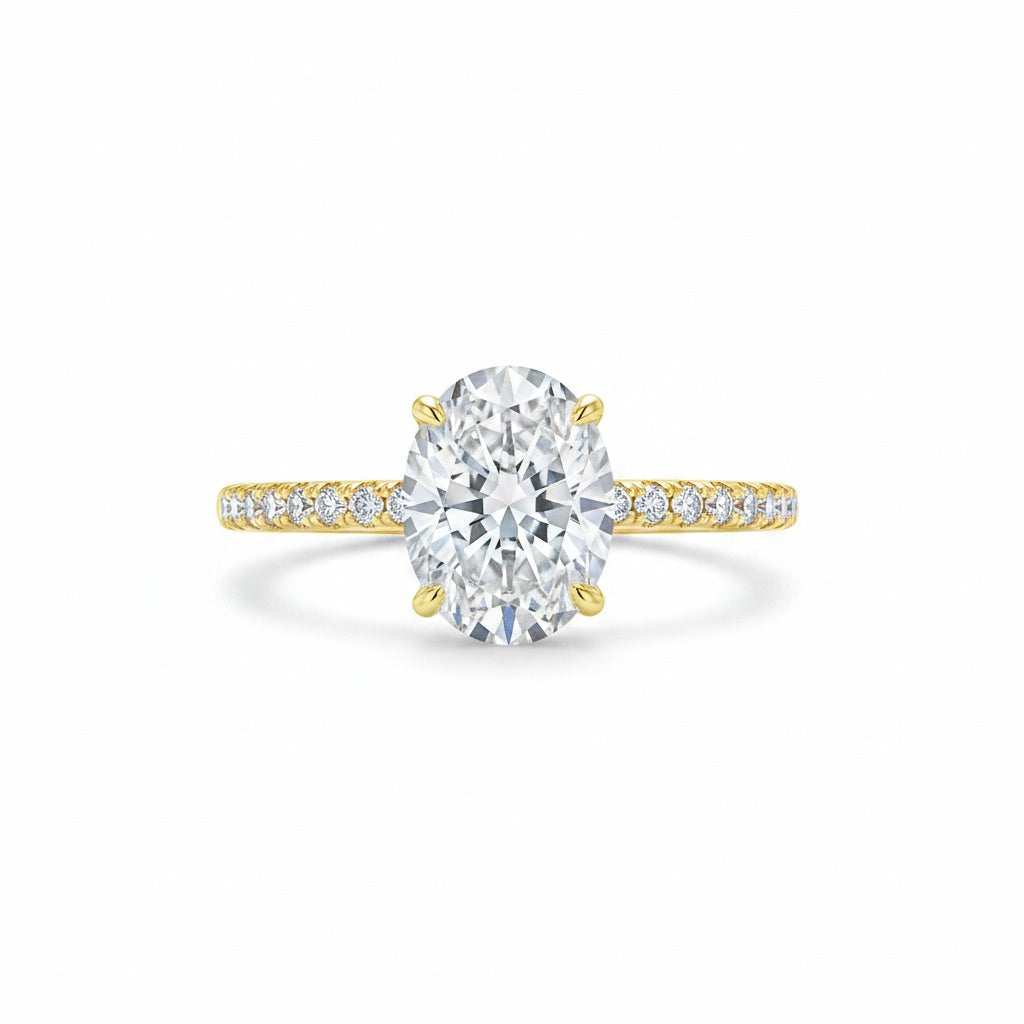 Aurevyn Moissanite 2.0 Ct Oval Cut Yellow Gold Promise Ring For Women