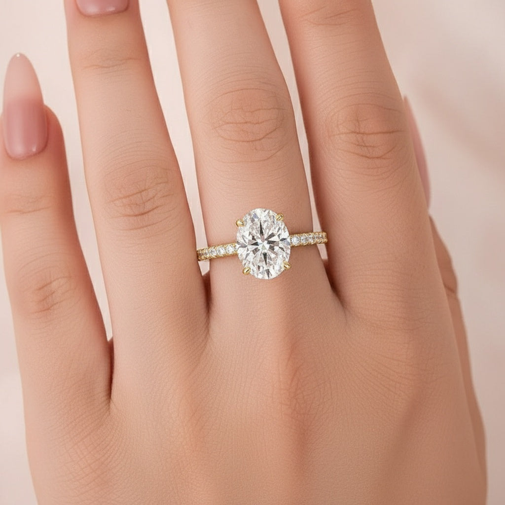 Aurevyn Moissanite 2.0 Ct Oval Cut Yellow Gold Promise Ring For Women