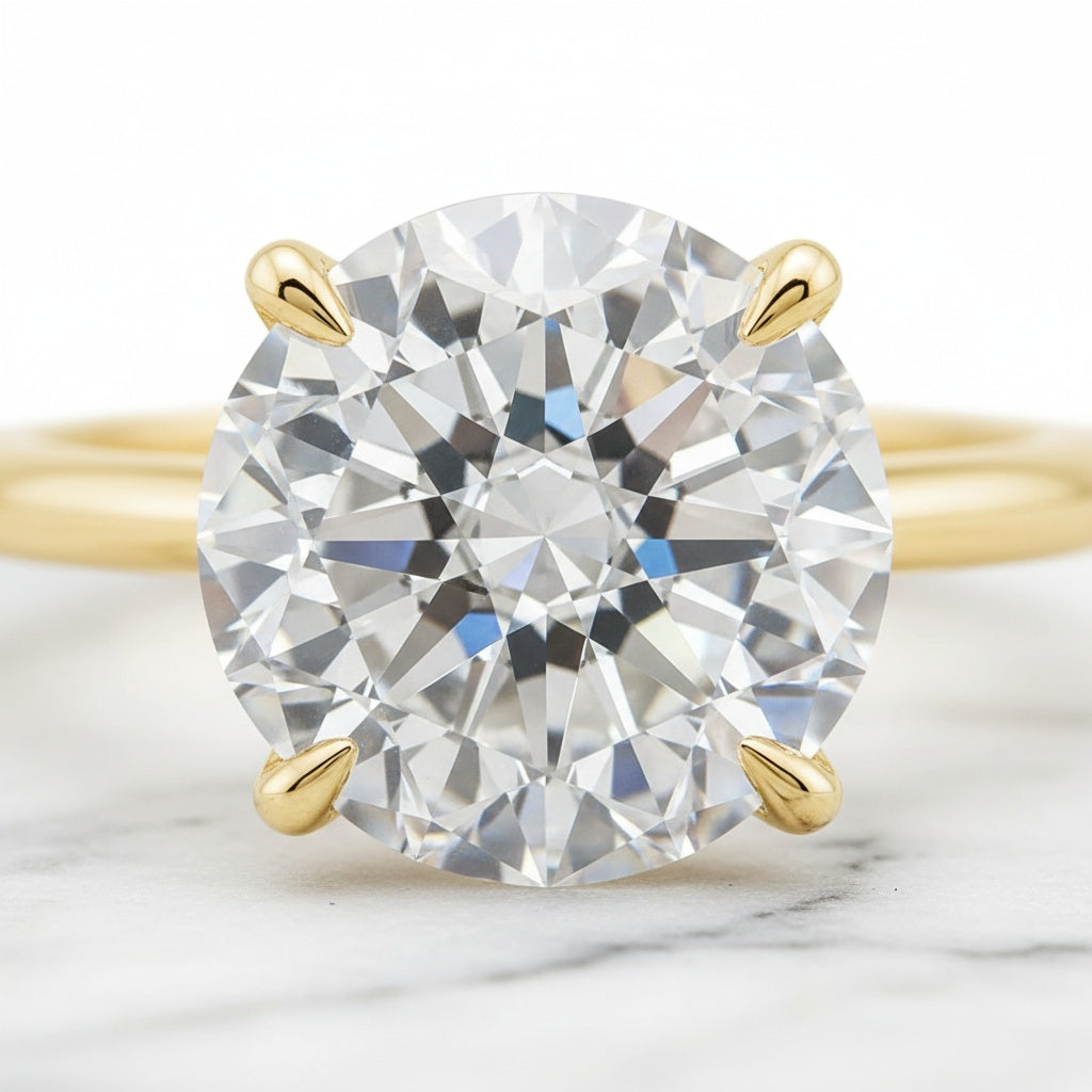 Aurevyn Moissanite 2.0 Ct Solitaire Round Cut Yellow Gold Wedding Ring Set Eternity Moissanite Diamond Ring