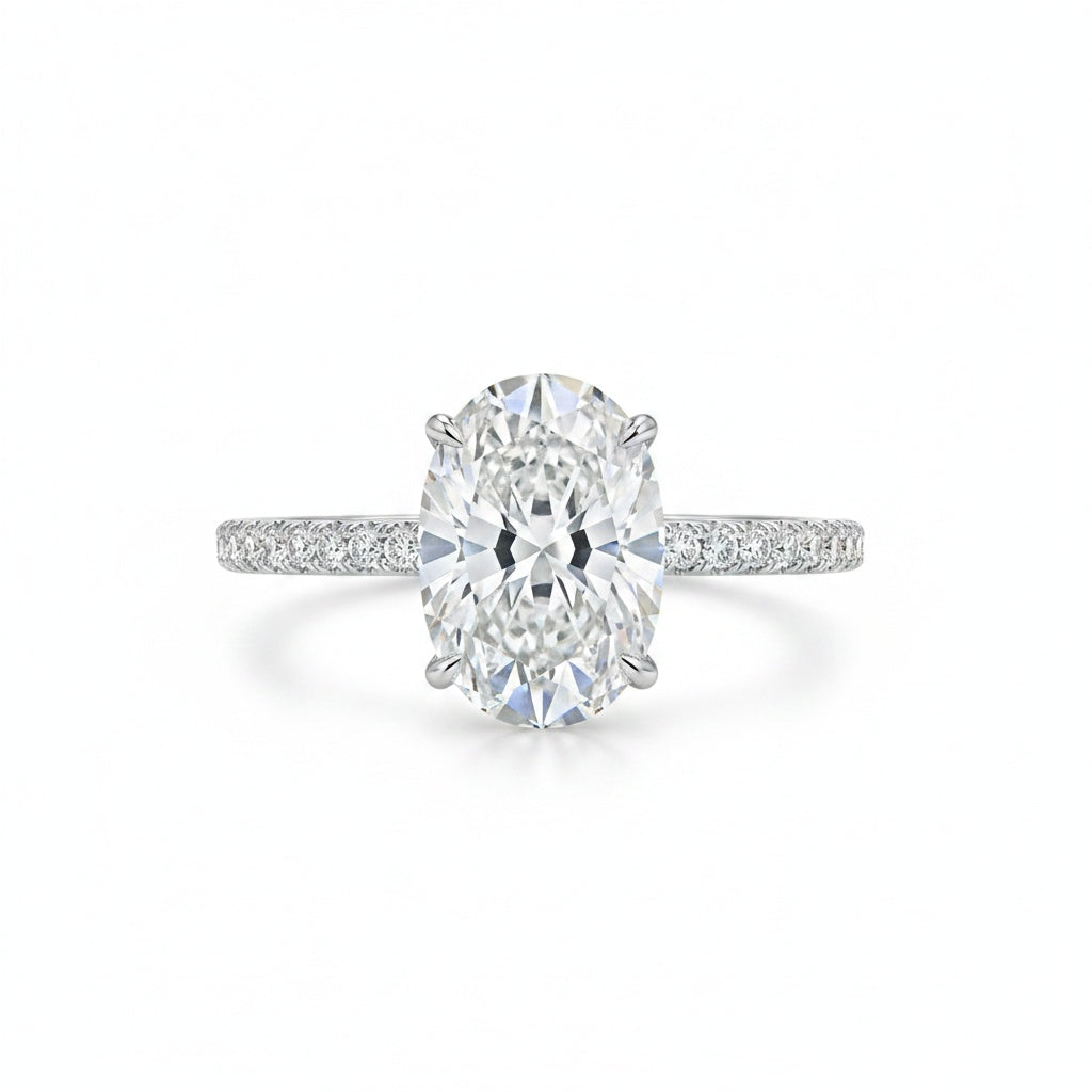 Aurevyn Moissanite 2.0 Ct~5.5 Ct Pavé Oval Cut Engagement Rings For Women