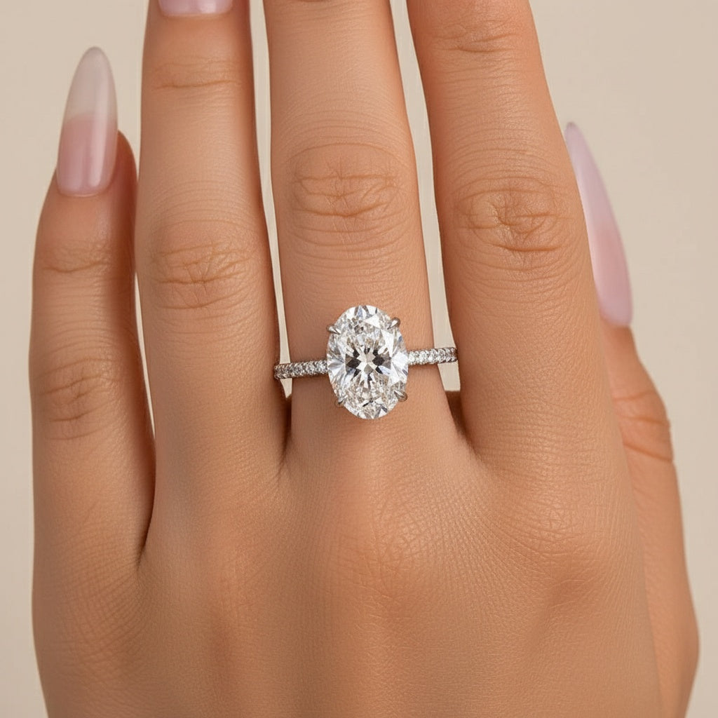 Aurevyn Moissanite 2.0 Ct~5.5 Ct Pavé Oval Cut Engagement Rings For Women