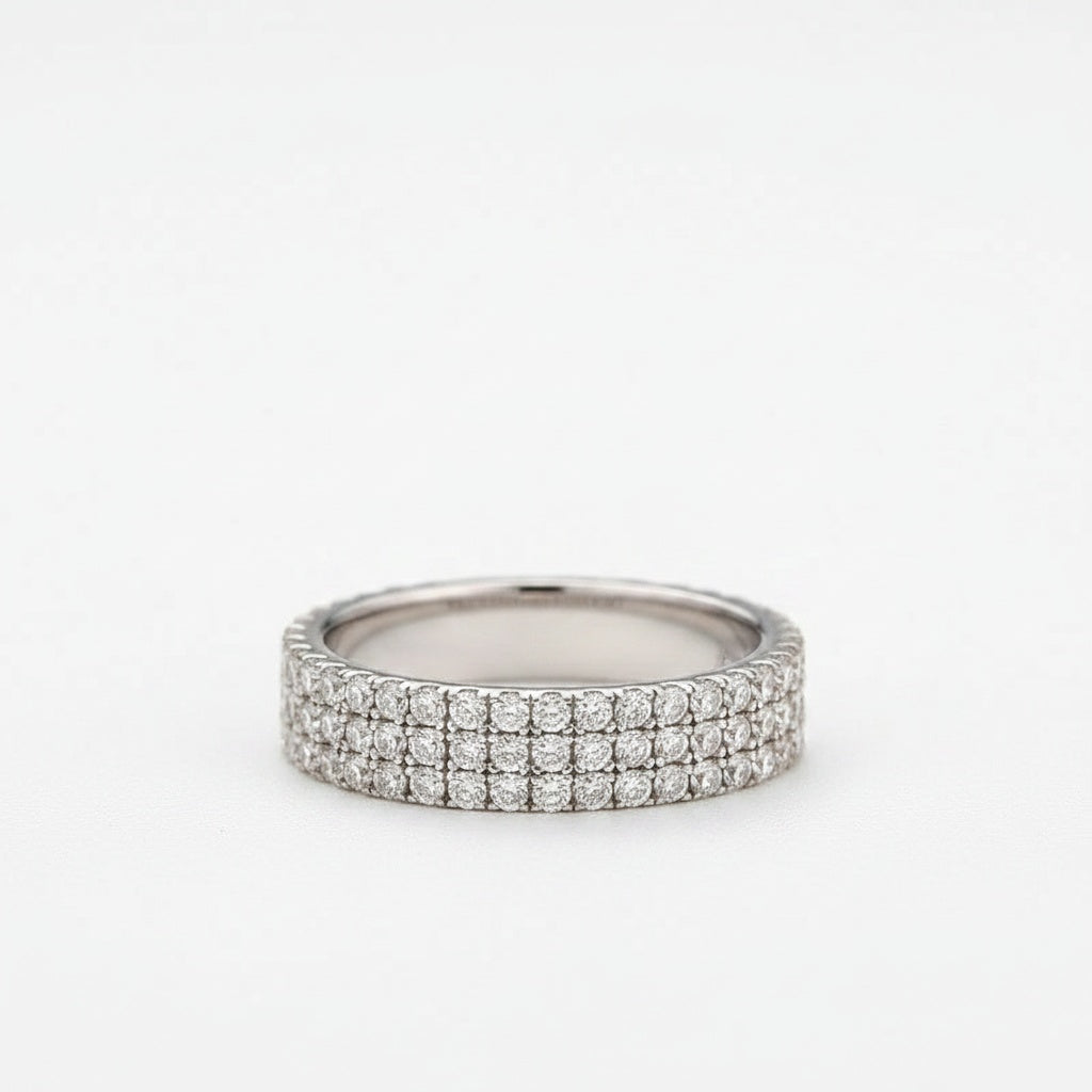 Aurevyn Moissanite 2.0Ct Classic Round Cut Wide Wedding Band In Sterling Silver
