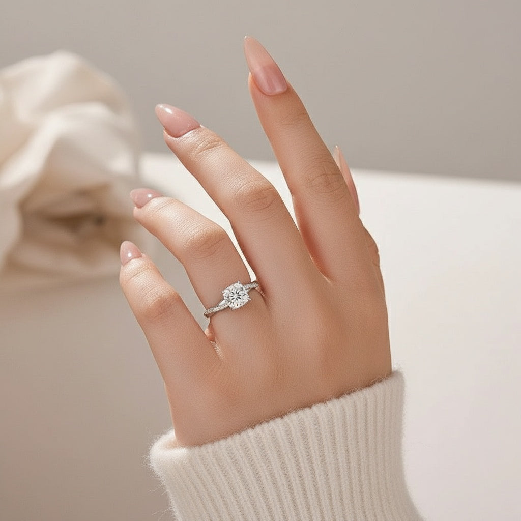 Aurevyn Moissanite 2.0Ct Cushion Cut Twist Engagement Ring Travel Ring In Sterling Silver