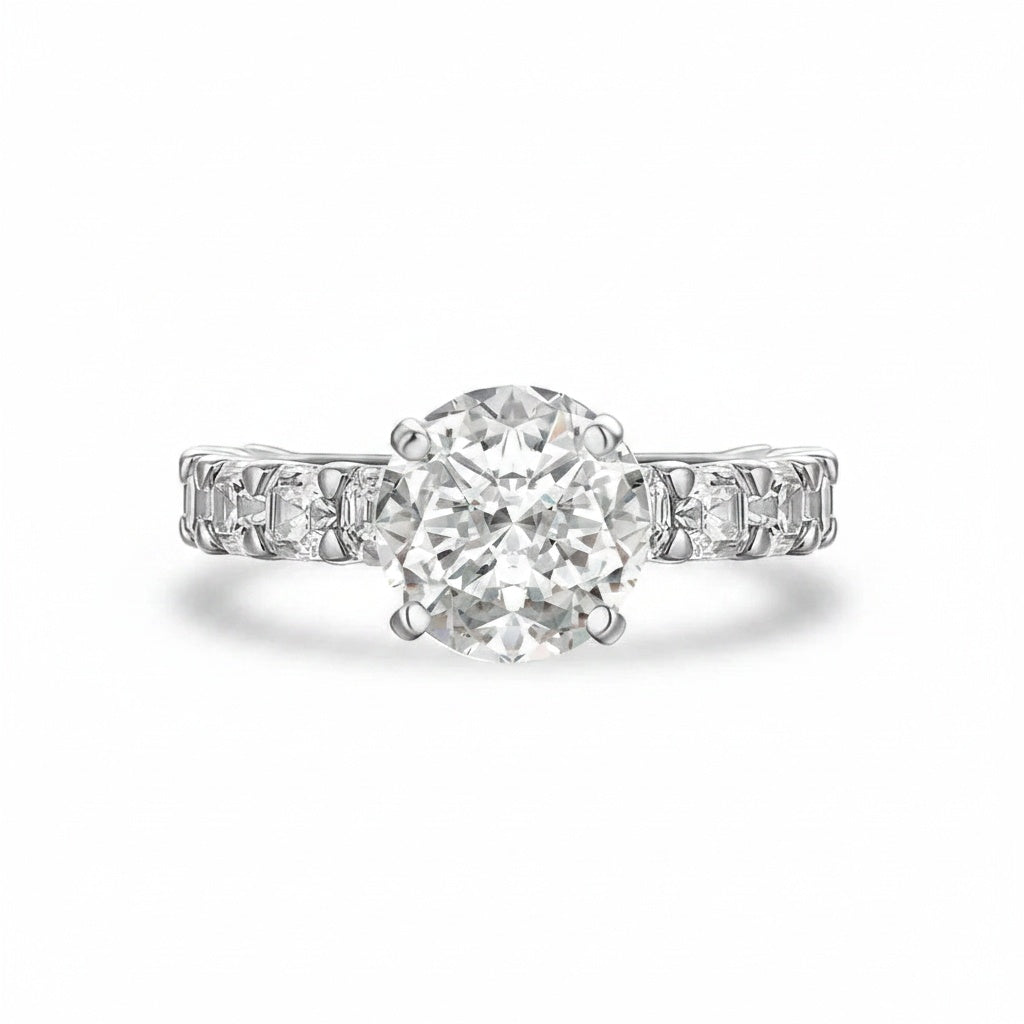 Aurevyn Moissanite 2.0Ct Round Cut Engagement Ring In Sterling Silver