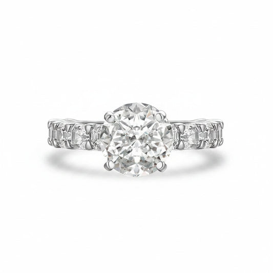 Aurevyn Moissanite 2.0Ct Round Cut Engagement Ring In Sterling Silver