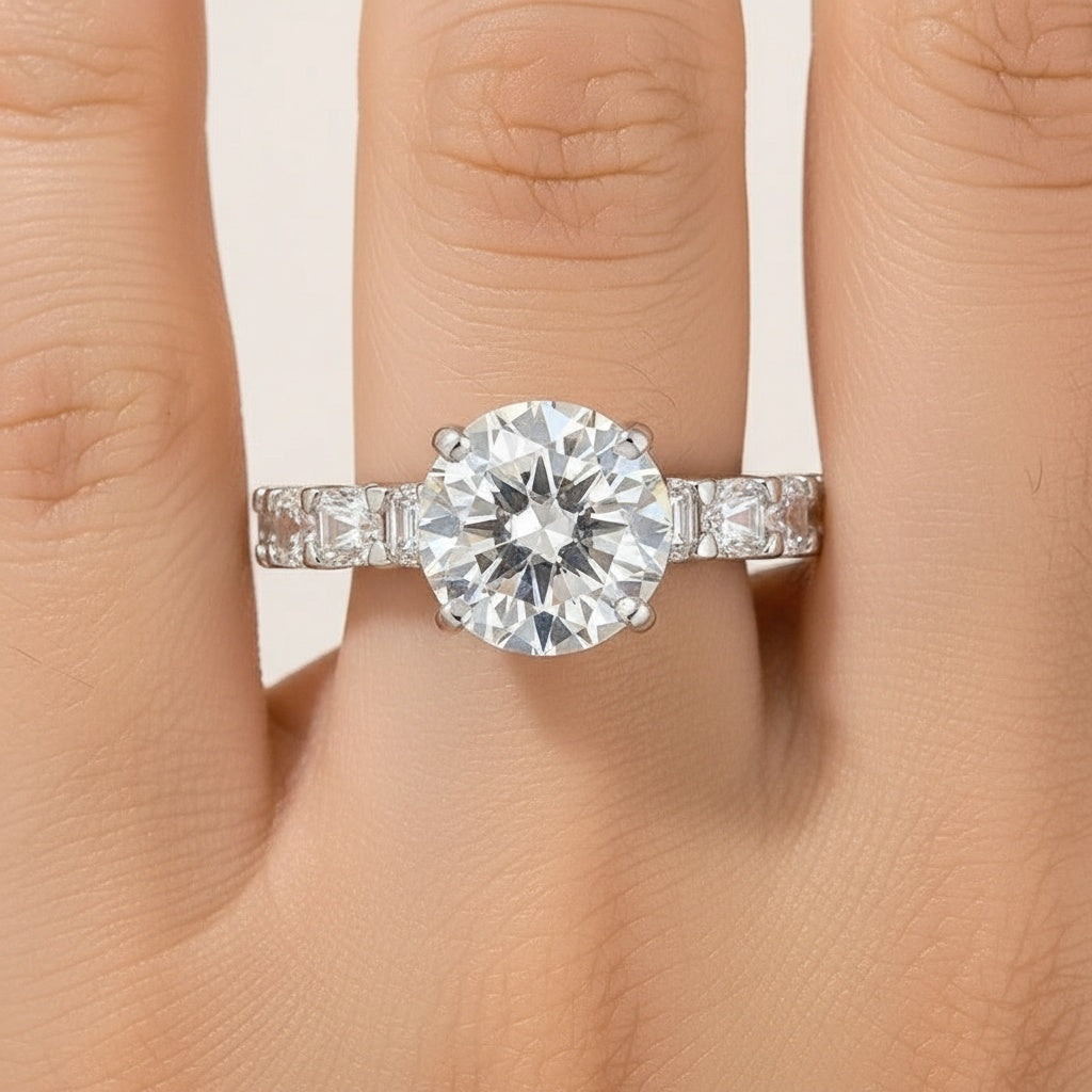 Aurevyn Moissanite 2.0Ct Round Cut Engagement Ring In Sterling Silver