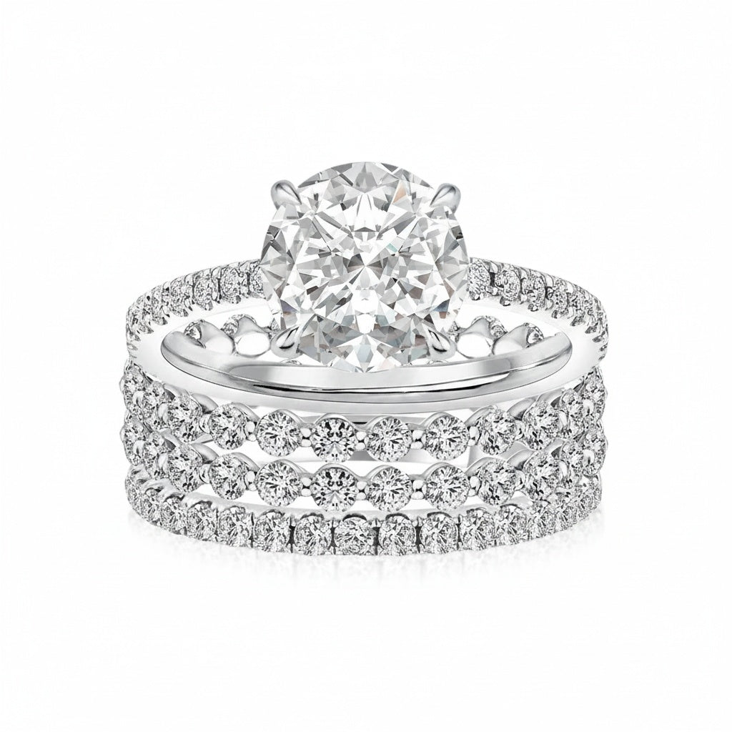 Aurevyn Moissanite 2.0Ct Round Cut White Gold Wedding Ring Set