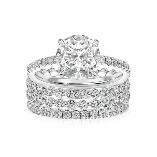 Aurevyn Moissanite 2.0Ct Round Cut White Gold Wedding Ring Set