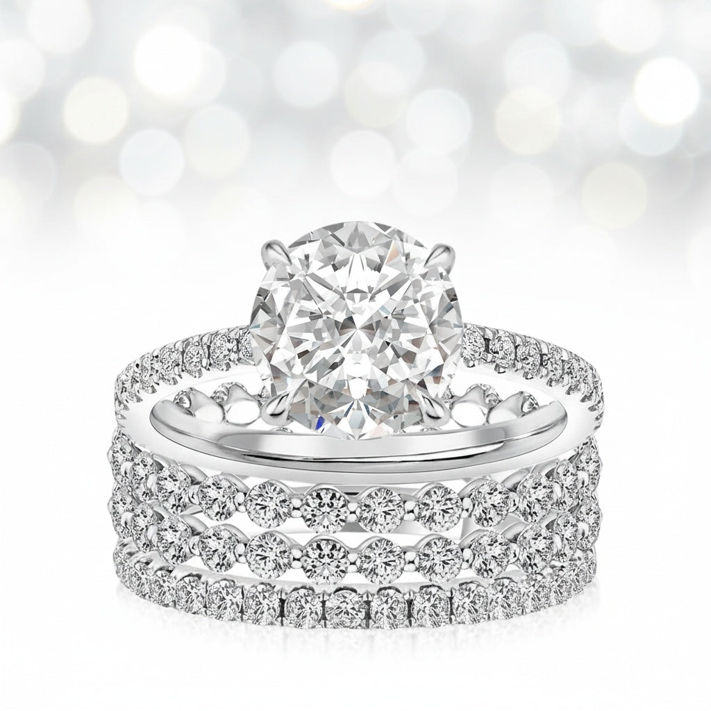 Aurevyn Moissanite 2.0Ct Round Cut White Gold Wedding Ring Set