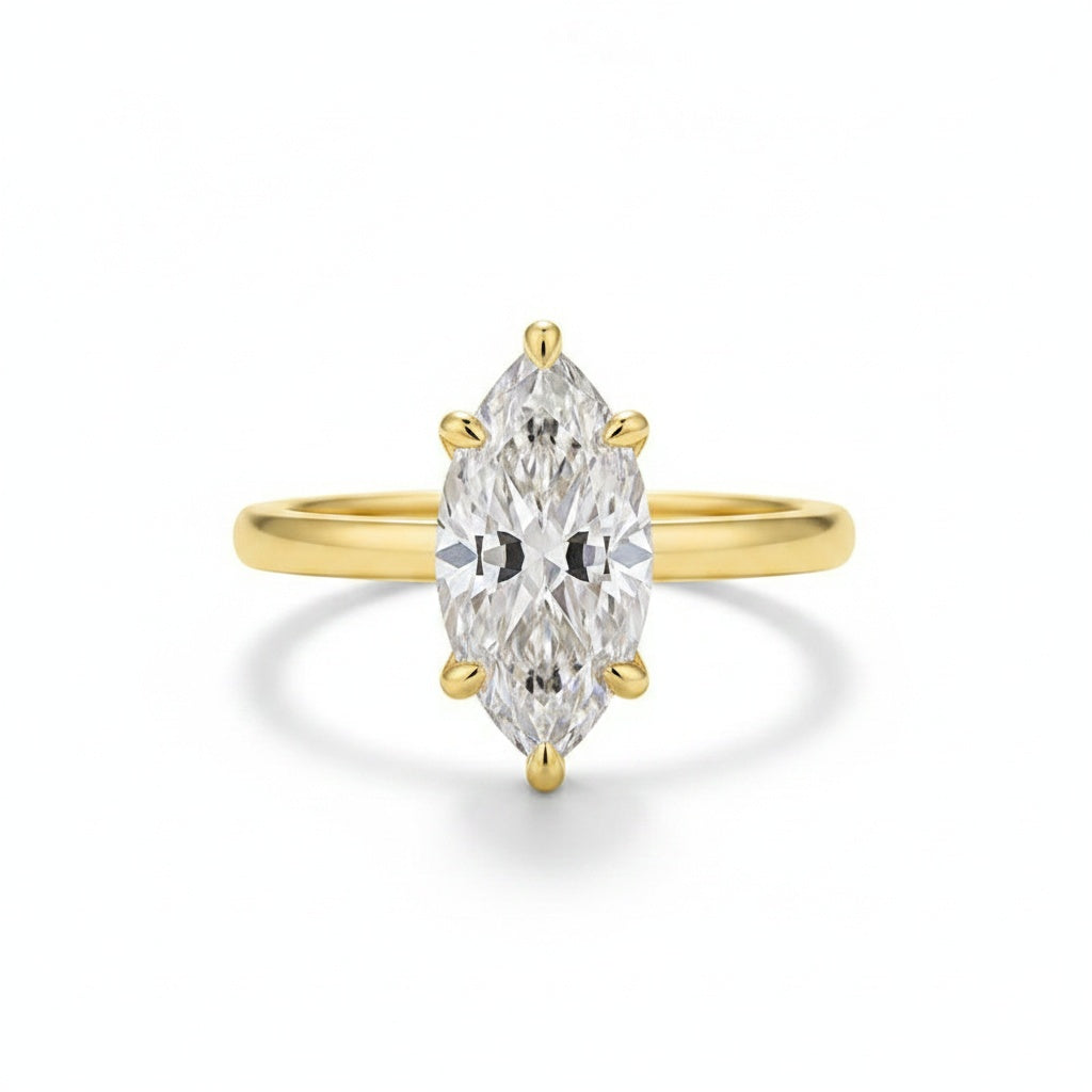 Aurevyn Moissanite 2.0Ct Secret Halo Marquise Cut Engagement Ring Travel Ring In Sterling Silver