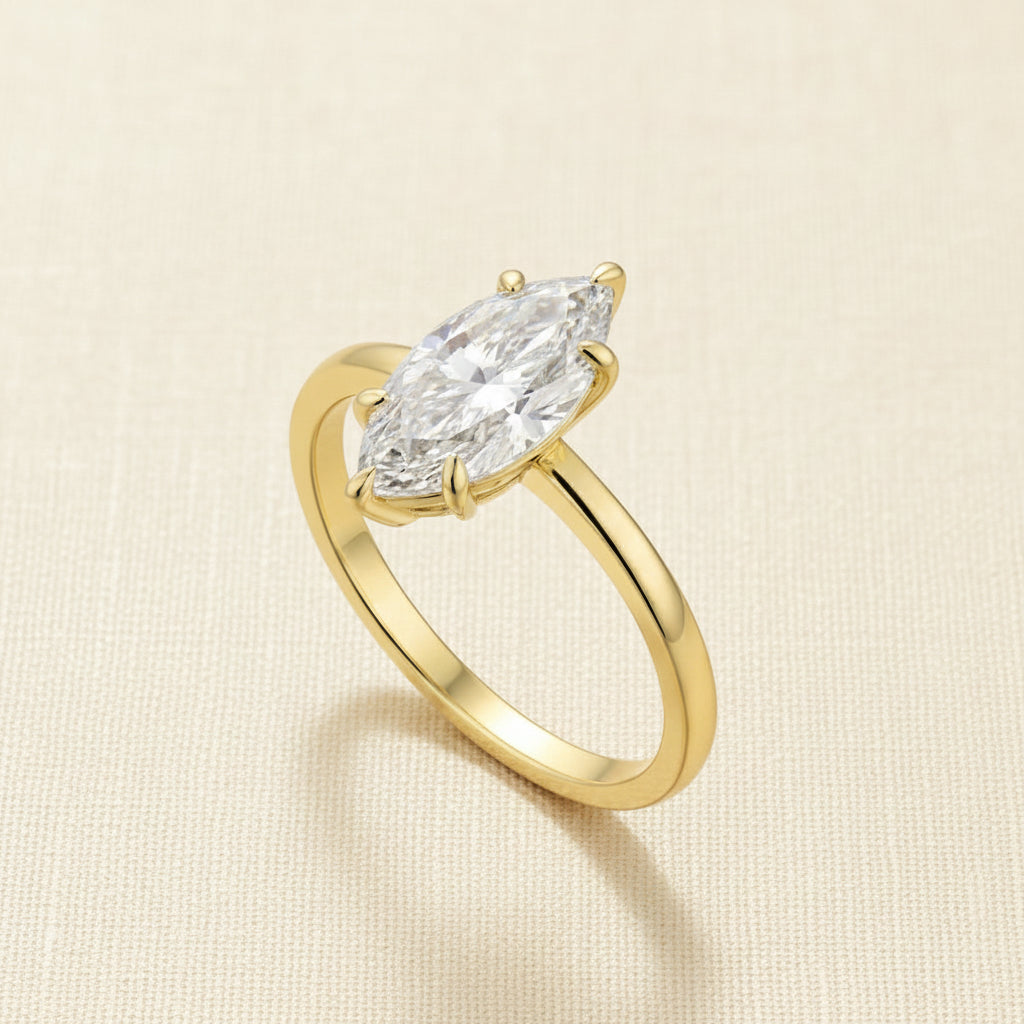 Aurevyn Moissanite 2.0Ct Secret Halo Marquise Cut Engagement Ring Travel Ring In Sterling Silver