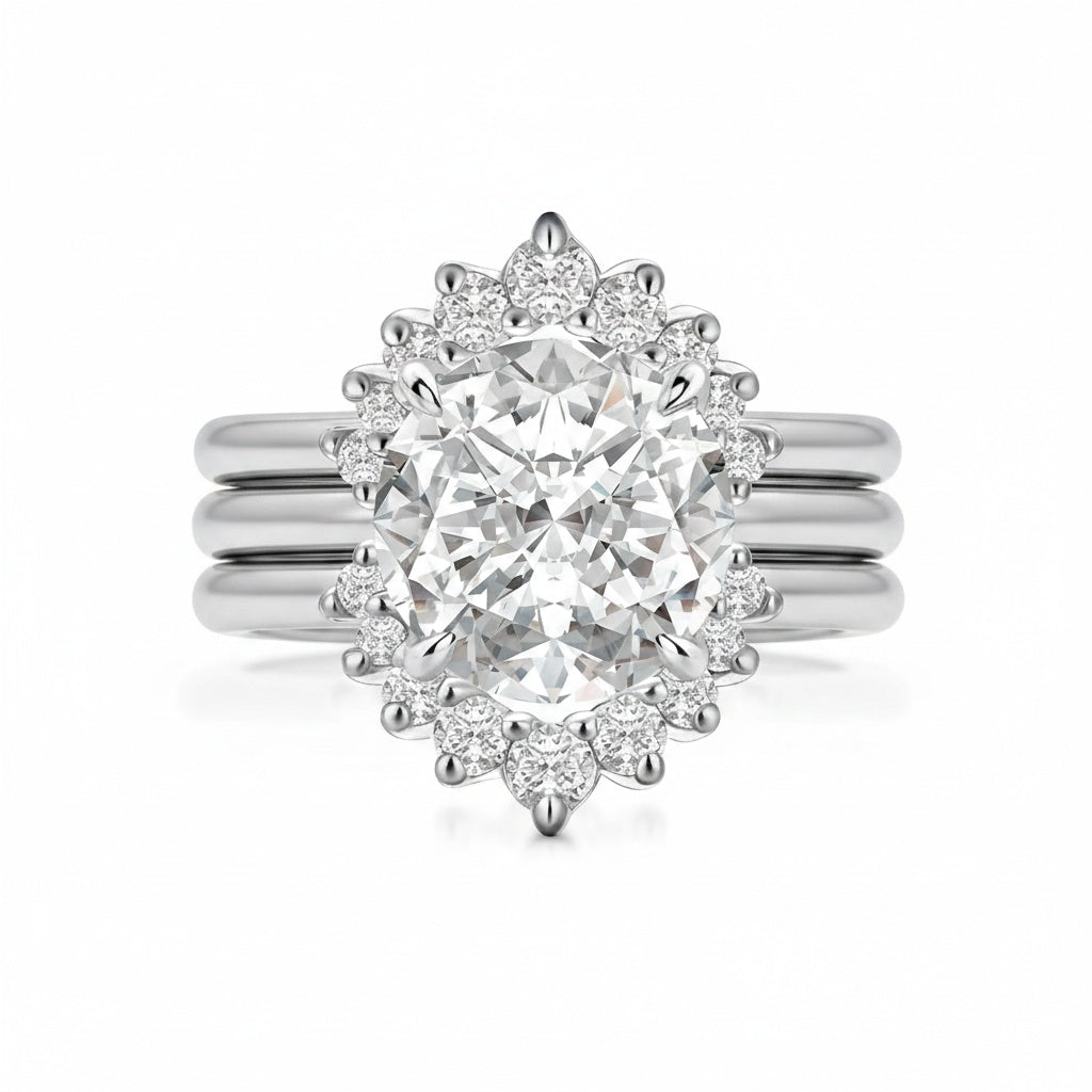 Aurevyn Moissanite 2.0Ct Solitaire Round Cut White Gold Wedding Ring Set