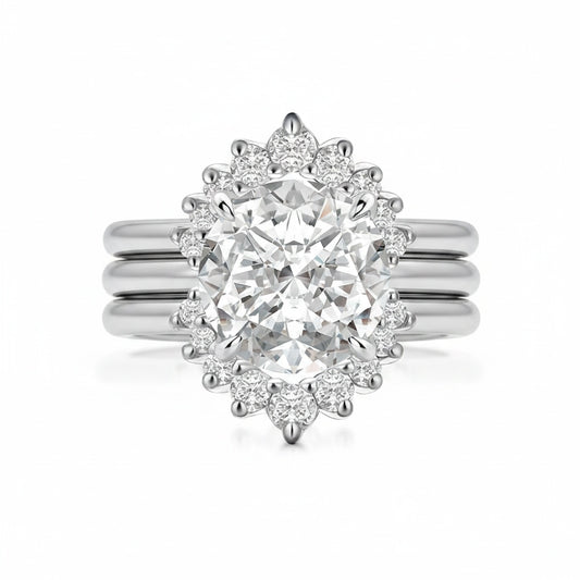 Aurevyn Moissanite 2.0Ct Solitaire Round Cut White Gold Wedding Ring Set
