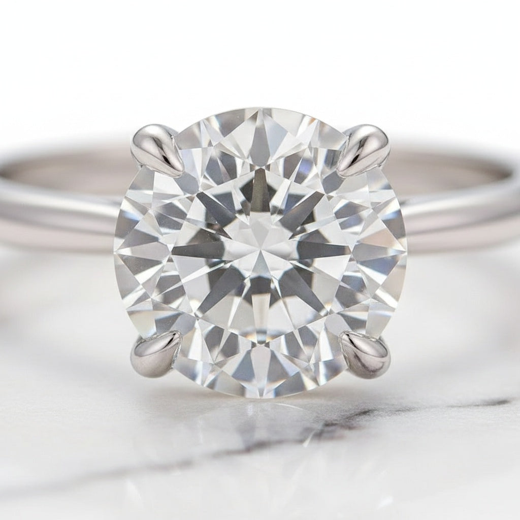 Aurevyn Moissanite 2.0Ct Solitaire Round Cut White Gold Wedding Ring Set