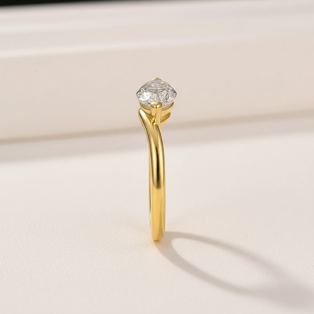 Aurevyn Moissanite 2.0Ct Yellow Gold East-West Marquise Cut Curve Band Engagement Ring