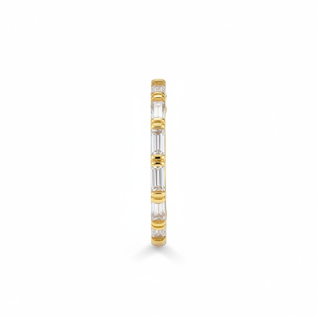 Aurevyn Moissanite 2.0Ct Yellow Gold Emerald Cut Eternity Wedding Ring