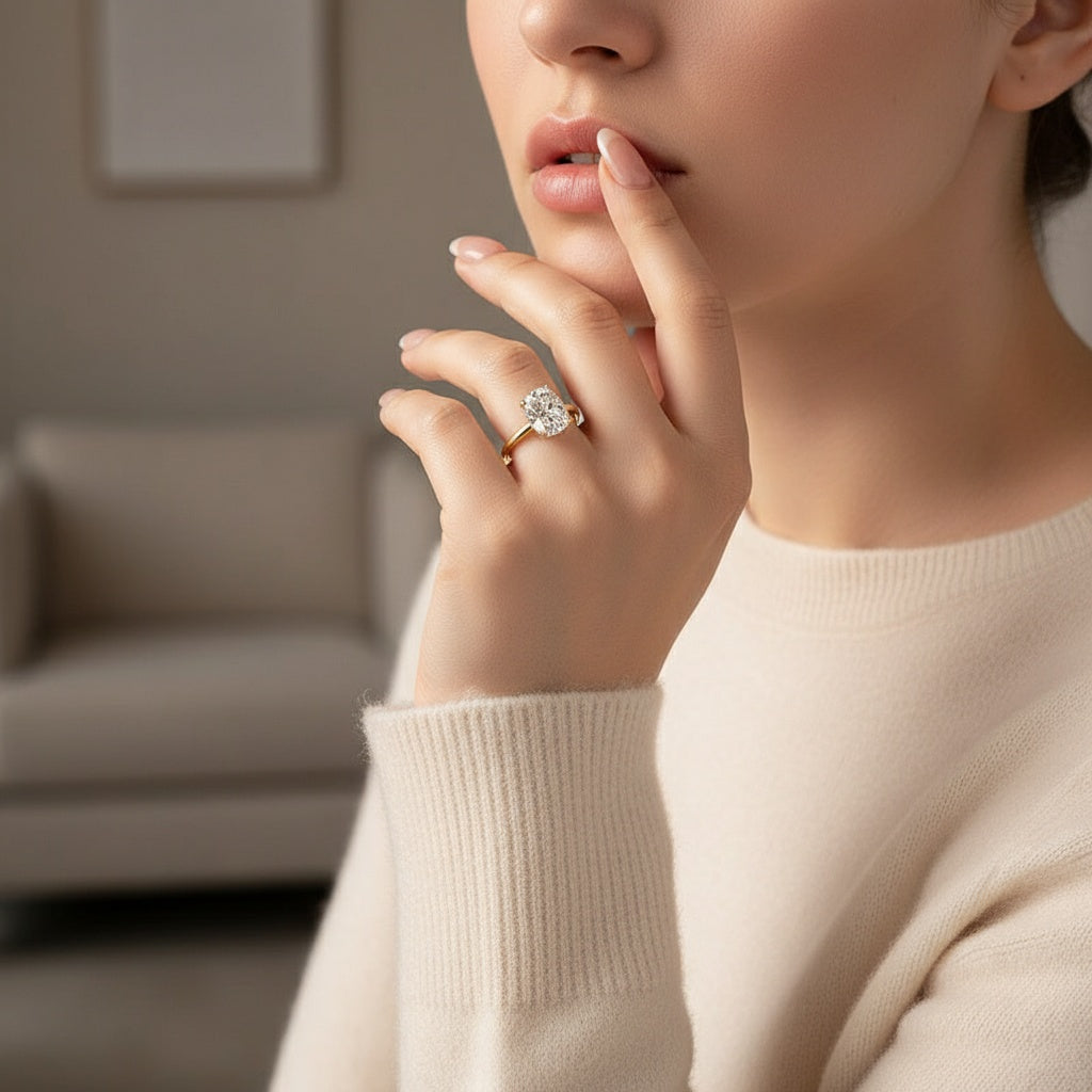 Aurevyn Moissanite 2.5 Ct Cushion Cut Solitaire Yellow Gold Promise Ring For Women