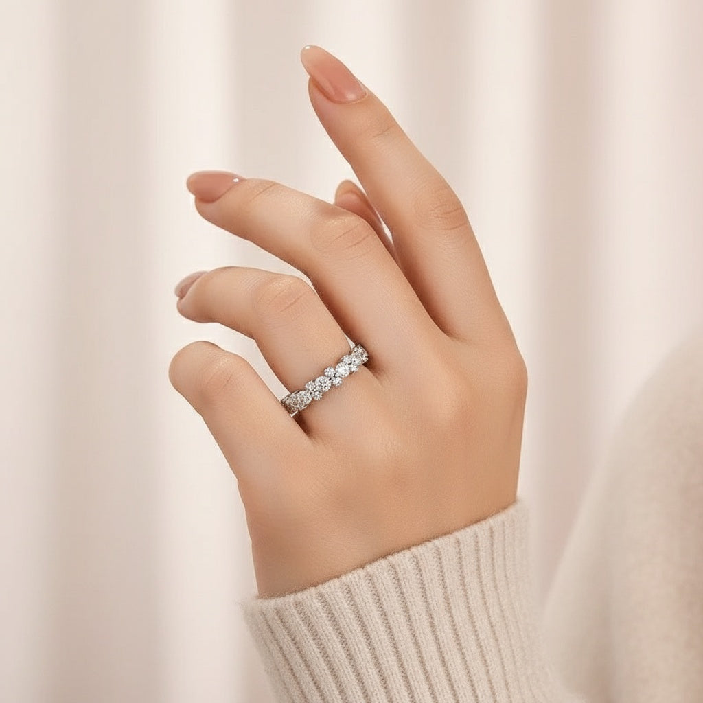 Aurevyn Moissanite 2.5 Ct Round Cut Full Wedding Band for Women