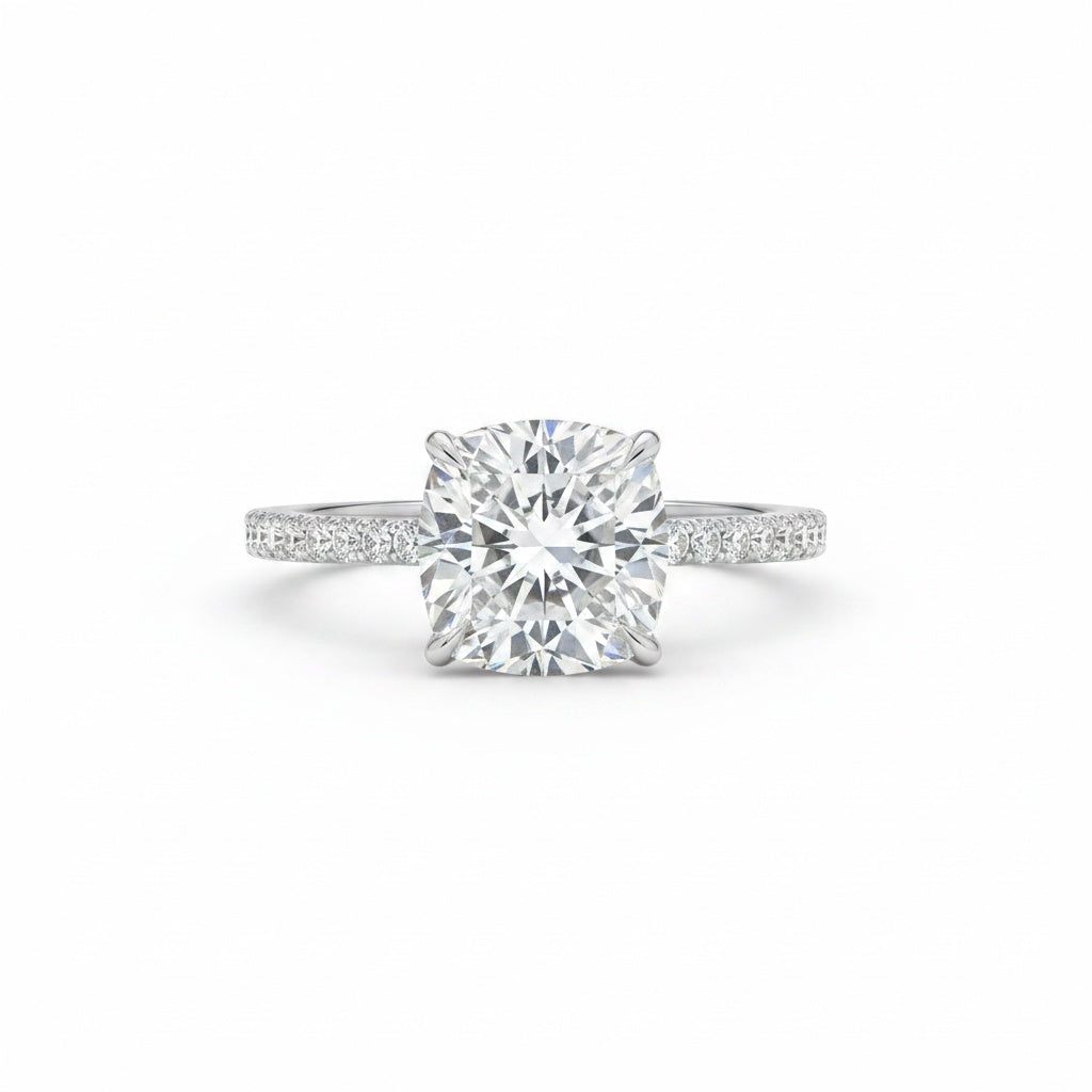 Aurevyn Moissanite 2.5 Ct Square Cushion Cut White Gold Promise Bridal Ring
