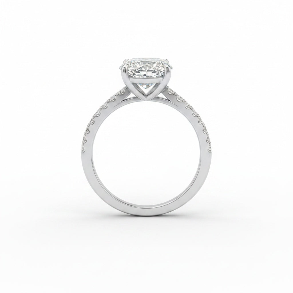 Aurevyn Moissanite 2.5 Ct Square Cushion Cut White Gold Promise Bridal Ring