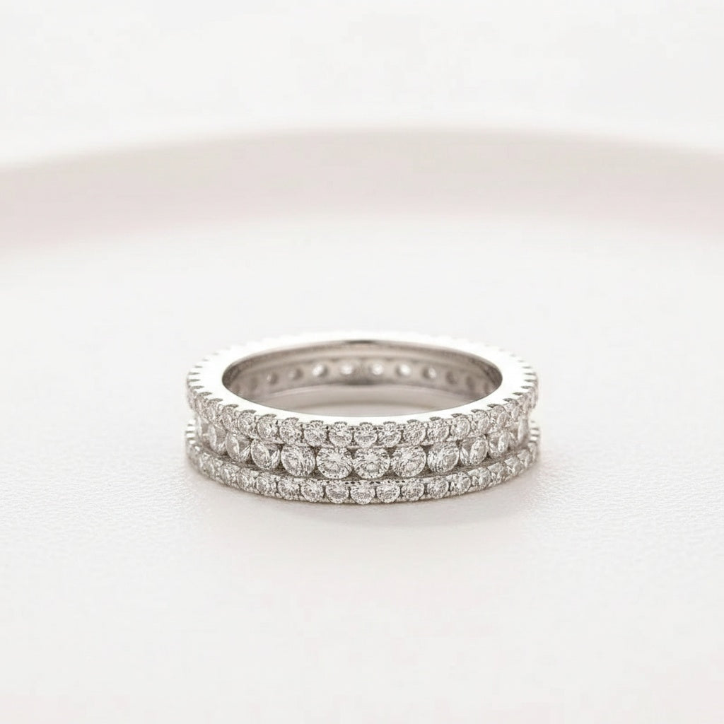 Aurevyn Moissanite 2.5Ct Classic Round Cut Wide Wedding Band In Sterling Silver