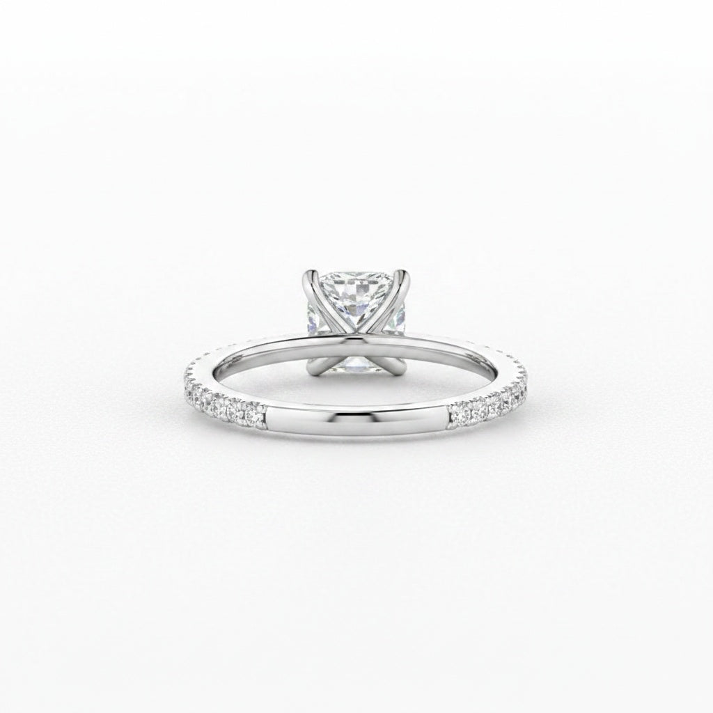 Aurevyn Moissanite 2.5Ct Cushion Cut White Gold Bridal Wedding Ring Set