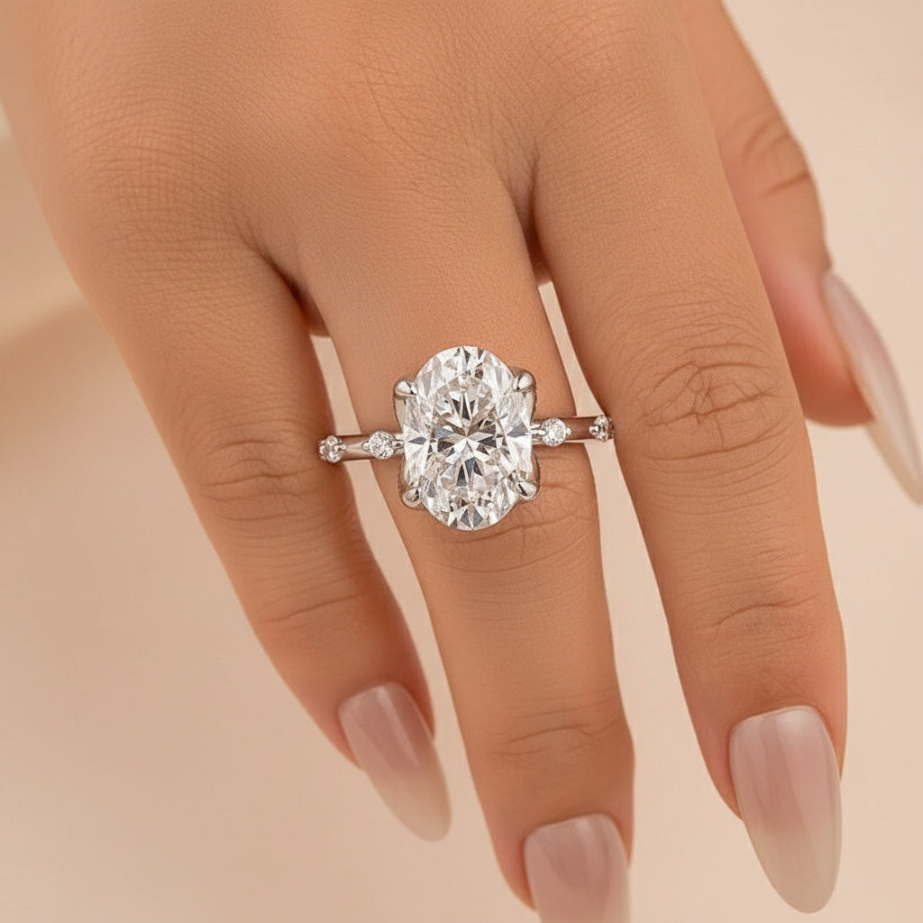 Aurevyn Moissanite 2.5Ct Oval Cut White Gold Engagement Ring