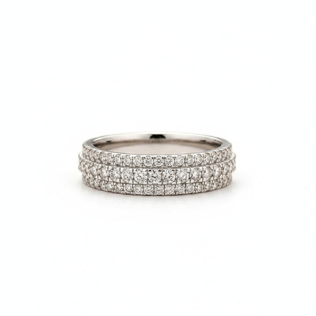 Aurevyn Moissanite 2.5Ct Round Cut White Gold Pavé White Gold Wedding Band In Sterling Silver