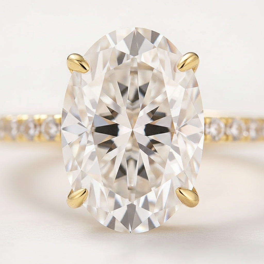 Aurevyn Moissanite 2PC 4.0 Ct Oval Cut Twist Yellow Gold Wedding Ring Set For Women