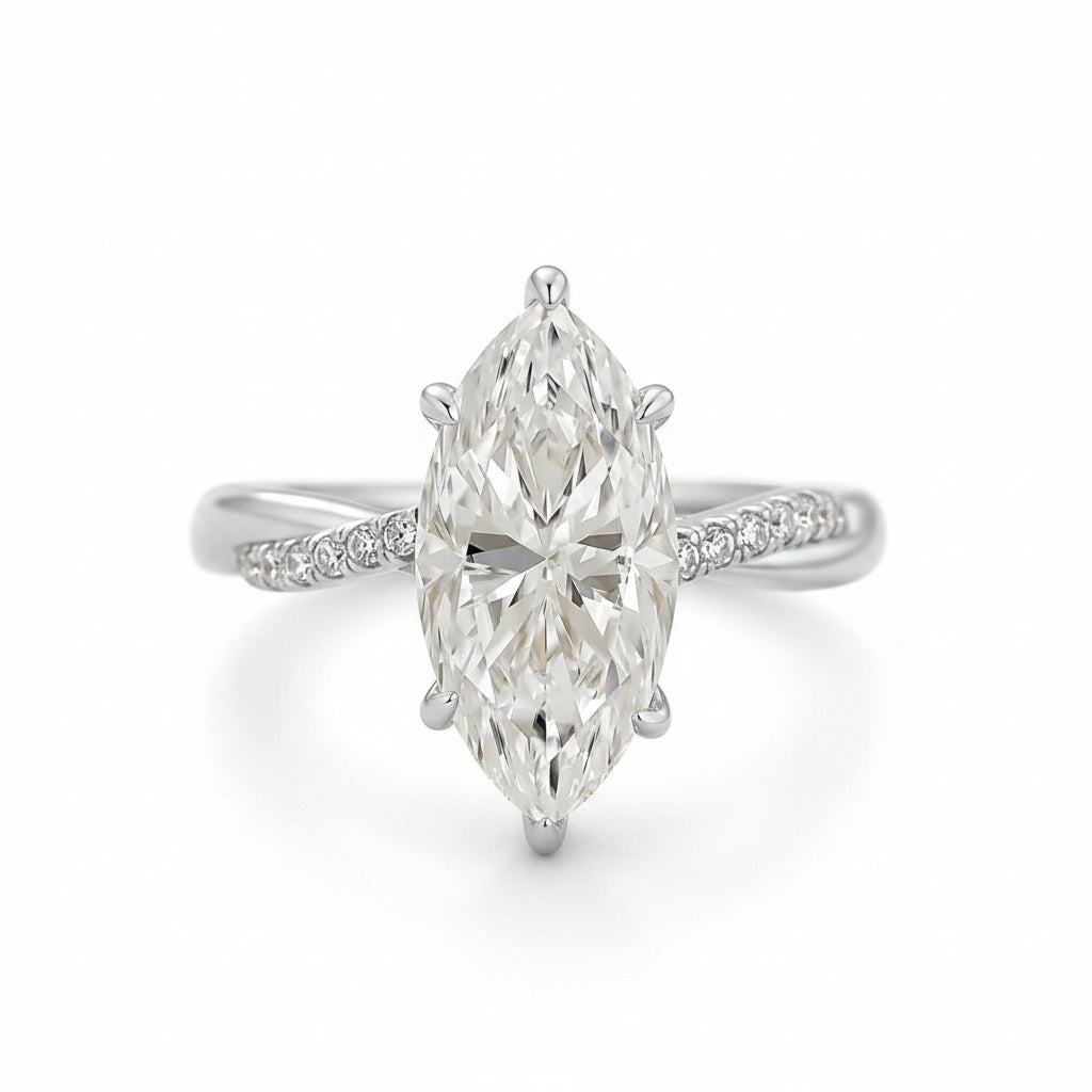 Aurevyn Moissanite 3.0Ct Marquise Cut Twist Promise Ring For Women