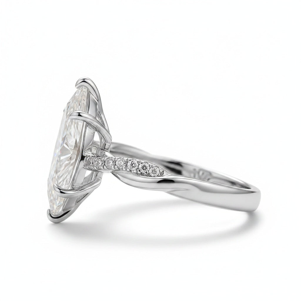 Aurevyn Moissanite 3.0Ct Marquise Cut Twist Promise Ring For Women