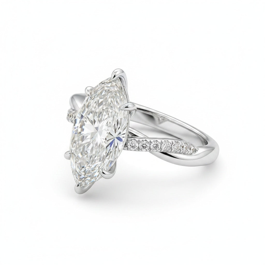 Aurevyn Moissanite 3.0Ct Marquise Cut Twist Promise Ring For Women